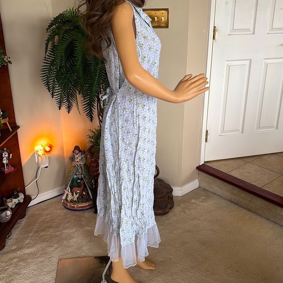 Brand New April Cornell Light Blue Forget Me Not Dress Midi Sleeveless Floral - Picture 6 of 15